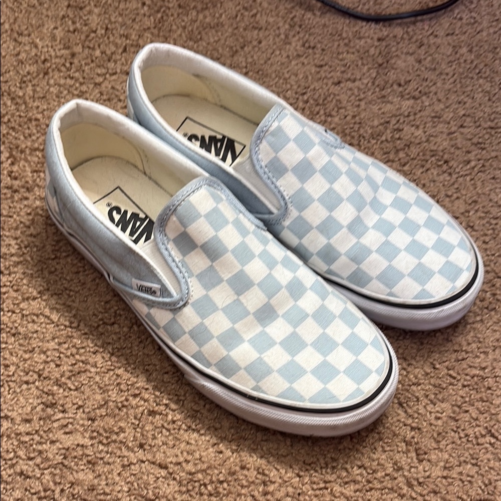 Vans Blue Checkered Slip-On Shoes